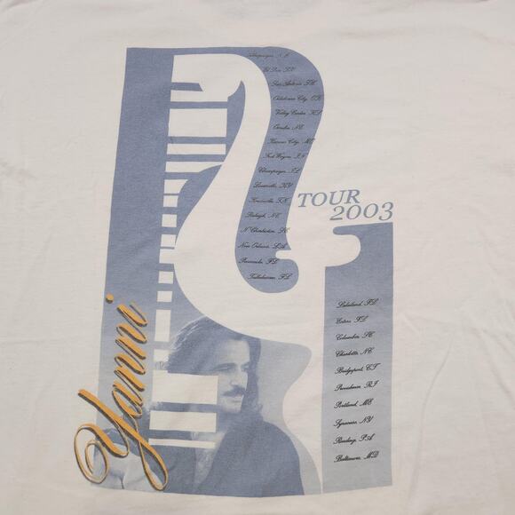 VTG Y2K Yanni Ethnicity Tour T Shirt Mens 2XL White 2003 Concert Band Tee Music - Picture 10 of 11